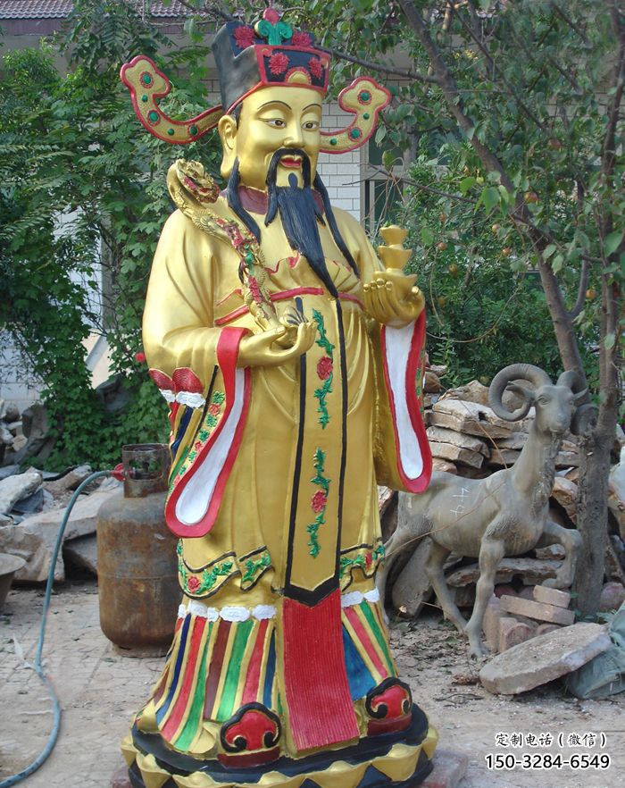 文財神雕塑廠家，彩繪玻璃鋼佛像，寺廟佛像小品