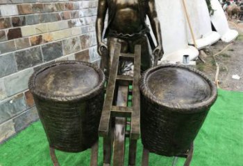 推車雕塑廠家，公園仿真人物小品，古代仿銅人物雕塑制作