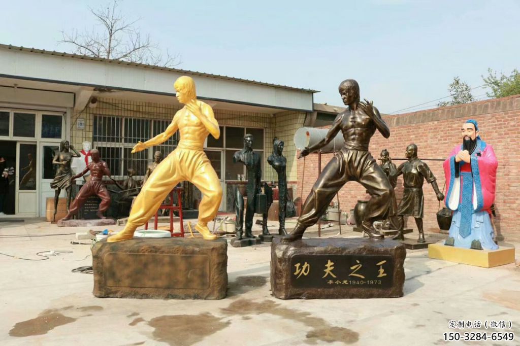 李小龍雕塑廠家，功夫人物擺件，玻璃鋼仿古人物小品