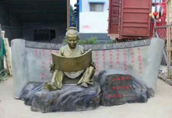 書童雕塑廠家，校園仿古人物，古銅色玻璃鋼人物擺件