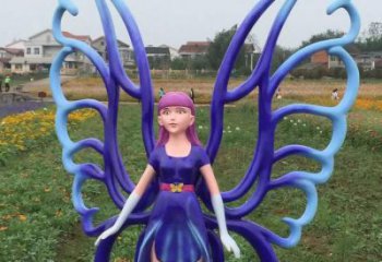 飛人雕塑廠家，蝴蝶飛人雕塑擺件，公園彩繪人物小品