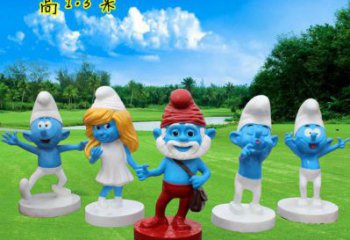 藍(lán)精靈雕塑廠家，動漫影視劇小品，彩繪玻璃鋼雕塑制作
