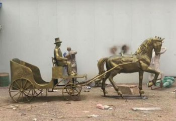馬夫雕塑廠家，古代人物小品，馬夫趕車雕塑制作價(jià)格