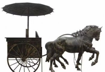 仿銅馬車雕塑廠家，公園園林雕塑，玻璃鋼馬車雕塑制作