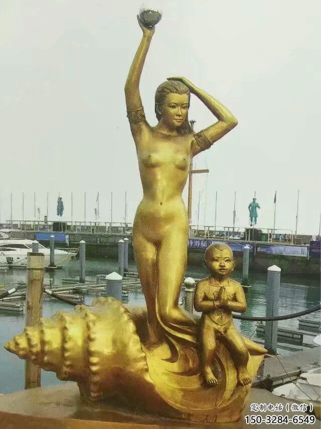 美人魚雕塑廠家，西方女人小品，仿銅卡通主題擺件