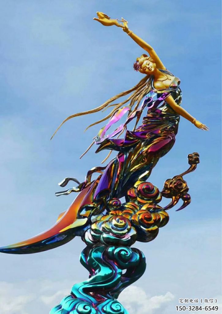 飛月雕塑廠家，彩繪神話人物雕塑，城市廣場(chǎng)人物雕塑擺件