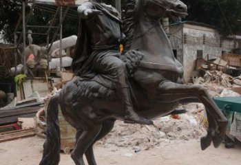 騎馬人雕塑廠家，古代士兵雕塑小品，廣場(chǎng)玻璃鋼人物擺件