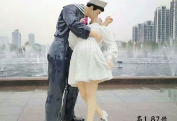 愛情雕塑廠家，愛情人物雕塑小品，情侶親吻雕塑擺件
