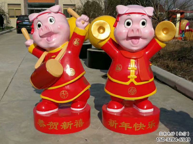 小豬佩奇雕塑廠家，卡通吉祥物雕塑，影視劇動漫雕塑小品