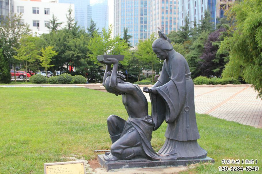 岳母刺字雕塑廠家，典故人物擺件，古代歷史人物雕塑小品