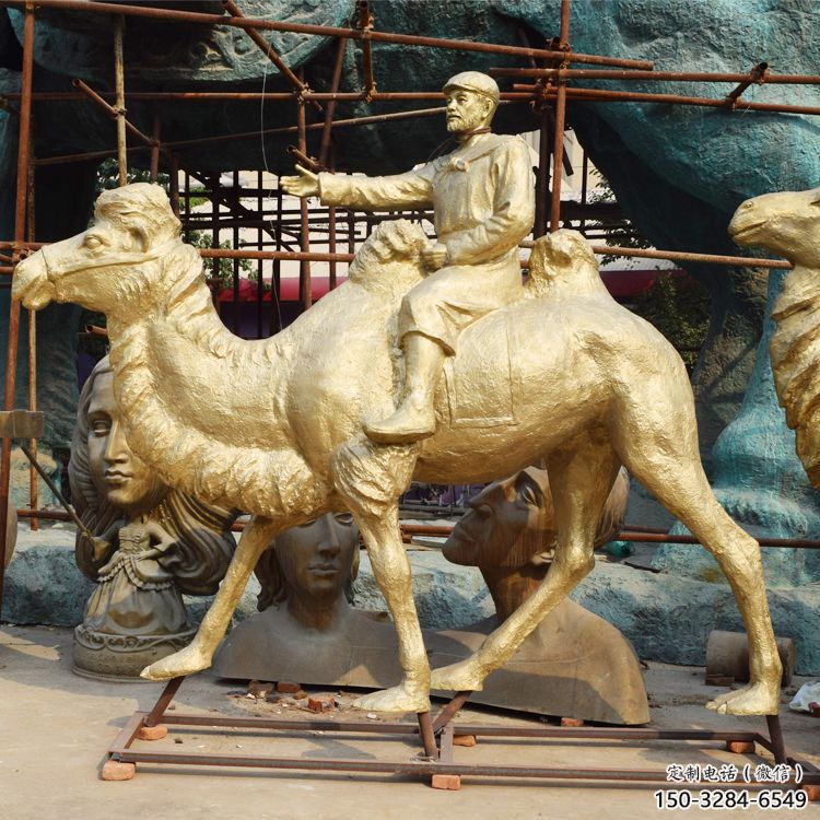 絲綢之路雕塑廠家，古代商隊(duì)人物，駱駝運(yùn)輸?shù)袼苄∑? title=