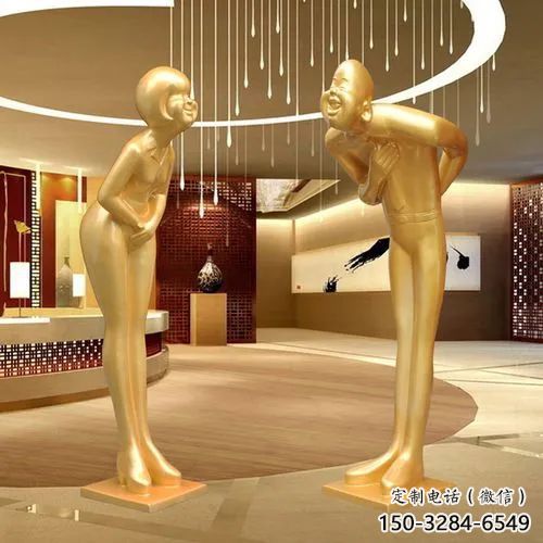 迎賓雕塑廠家，大型飯店酒店人物擺件，禮儀文化雕塑小品