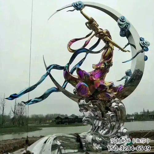 嫦娥奔月雕塑廠家，神話愛情人物小品，公園廣場雕塑