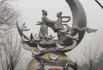 鵲橋會雕塑廠家，愛情人物小品雕塑，古代鵲橋會雕塑制作