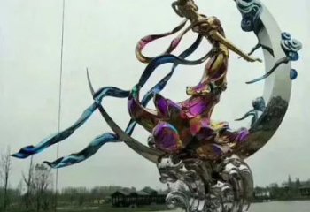 嫦娥奔月雕塑廠家，神話愛情人物小品，公園廣場雕塑