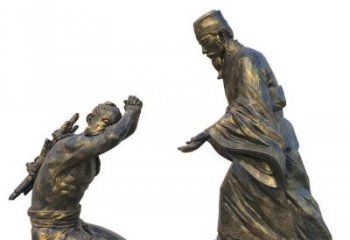 負(fù)荊請罪雕塑廠家，成語故事雕塑小品，古代仿銅負(fù)荊請罪雕塑