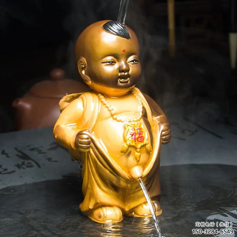 撒尿雕塑廠家，童趣人物雕塑小品，仿銅小孩撒尿雕塑