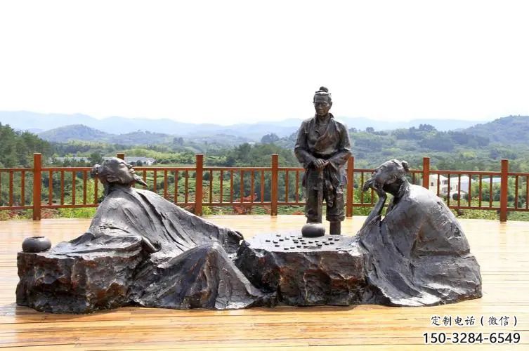 對(duì)弈雕塑廠家，公園古代人物小品，玻璃鋼對(duì)弈人物雕塑