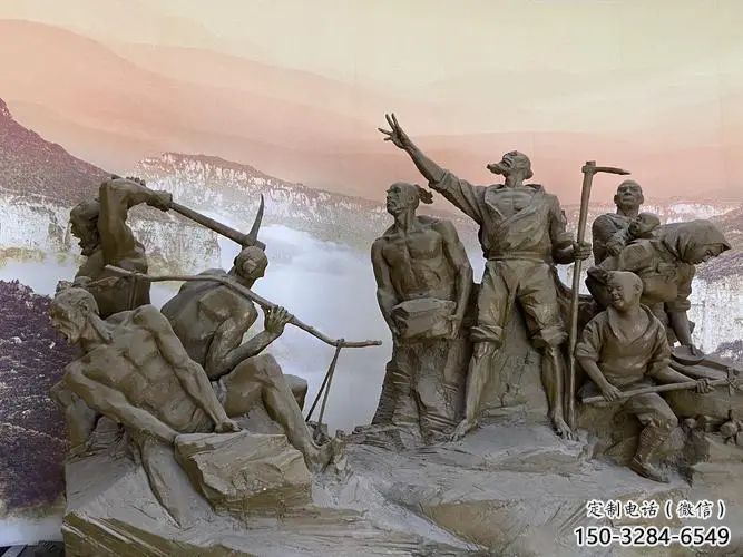 愚公移山雕塑廠家，歷史典故小品，公園古代人物雕塑