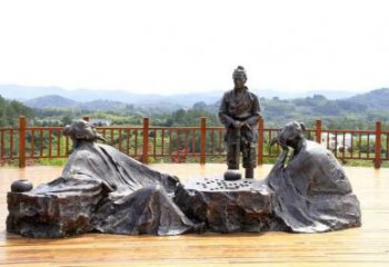 對(duì)弈雕塑廠家，公園古代人物小品，玻璃鋼對(duì)弈人物雕塑