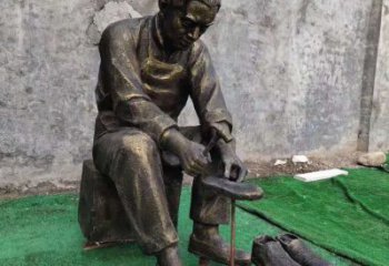 修鞋匠雕塑廠家，街頭手藝人雕塑，玻璃鋼修鞋匠雕塑制作