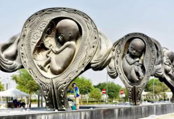 嬰兒雕塑廠家，醫(yī)院孕育主題雕塑，玻璃鋼嬰兒雕塑制作