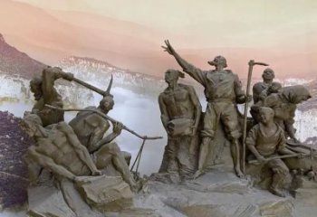 愚公移山雕塑廠家，歷史典故小品，公園古代人物雕塑