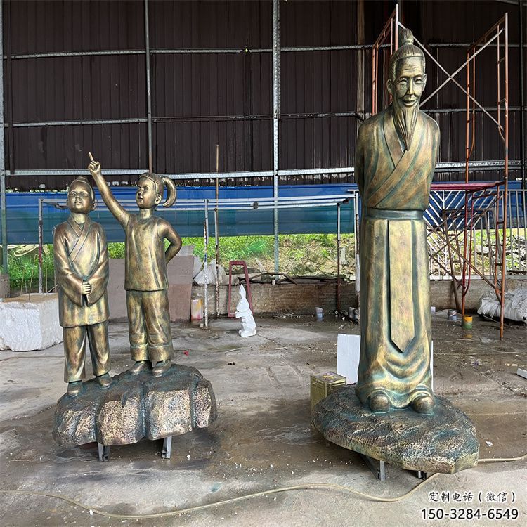 書生雕塑廠家，古代私塾人物小品，玻璃鋼書生雕塑制作