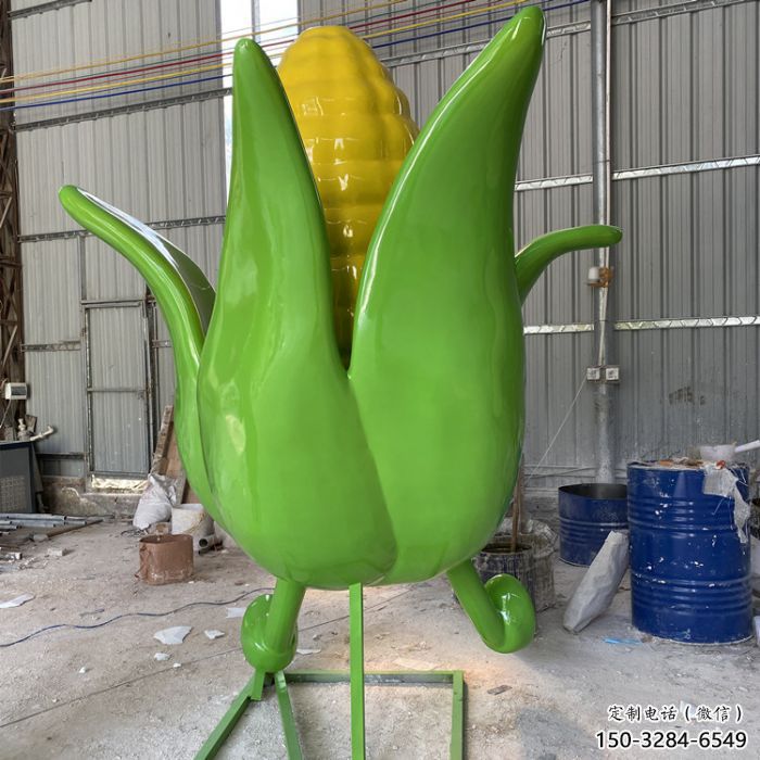 玉米雕塑廠家，農(nóng)作物植物擺件，玻璃鋼卡通玉米雕塑