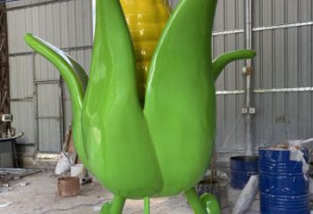 玉米雕塑廠家，農(nóng)作物植物擺件，玻璃鋼卡通玉米雕塑