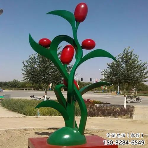 棗雕塑，農(nóng)作物公園小品，玻璃鋼仿真棗雕塑廠家