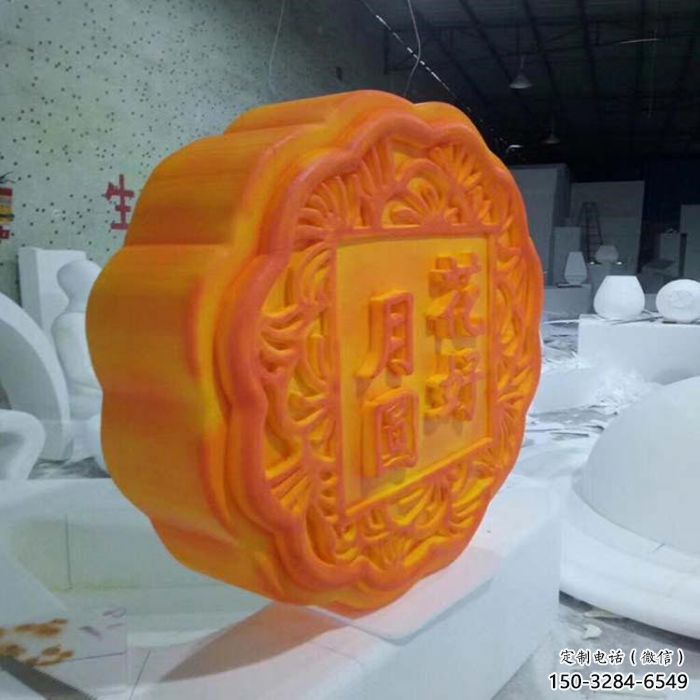 月餅雕塑廠家，仿真景觀擺件，玻璃鋼仿真月餅雕塑小品