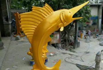 劍魚雕塑廠家，仿真玻璃鋼劍魚雕塑，創(chuàng)意動物擺件