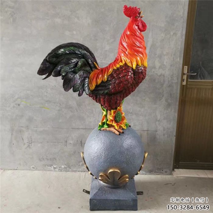 公雞雕塑廠家，家禽動(dòng)物擺件，仿真彩繪公雞雕塑