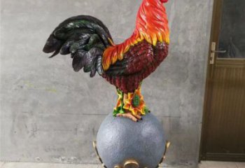 公雞雕塑廠家，家禽動物擺件，仿真彩繪公雞雕塑