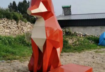 狐貍雕塑廠家，幾何動(dòng)物雕塑，公園狐貍雕塑制作