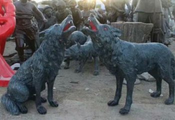 狼雕塑廠家，仿真玻璃鋼狼雕塑，仿古動(dòng)物工藝