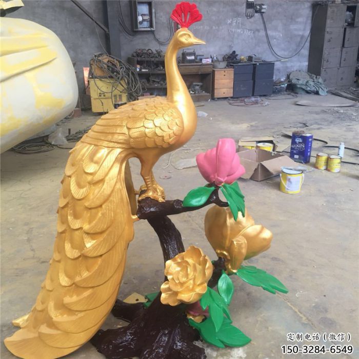 鳳凰雕塑廠家，玻璃鋼鳳凰雕塑廠，商場動物小品