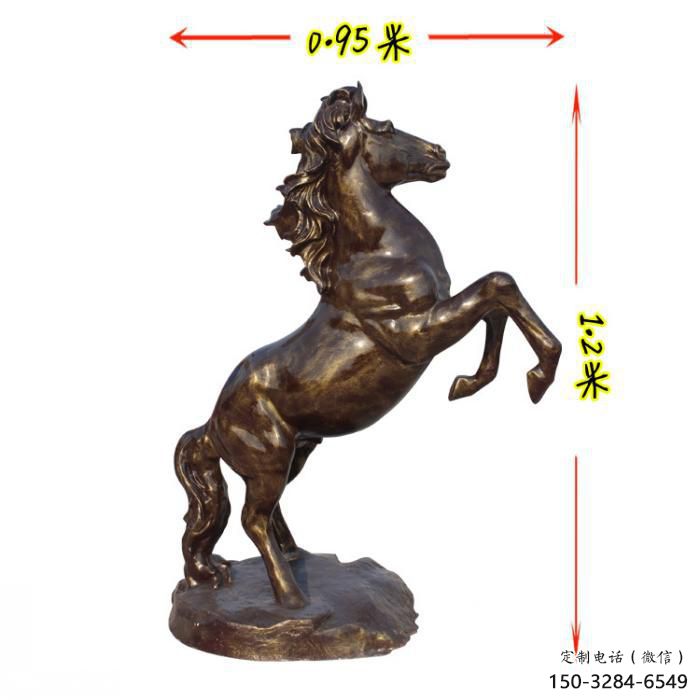 奔馬雕塑廠家，古銅色動(dòng)物擺件，仿真玻璃鋼奔馬雕塑廠