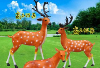 梅花鹿雕塑廠家，仿真公園動物小品，彩繪玻璃鋼梅花鹿雕塑廠