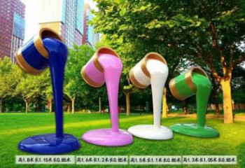 公園油漆桶雕塑 酒店門(mén)口雕塑 彩繪擺件