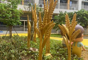 公園水稻雕塑廠家 酒店門(mén)口雕塑 彩繪擺件
