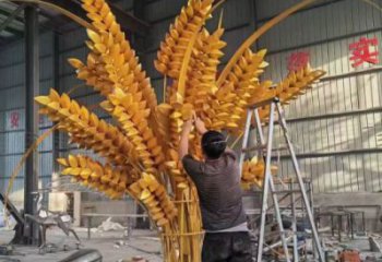 公園青稞雕塑廠家 酒店門(mén)口雕塑 彩繪擺件
