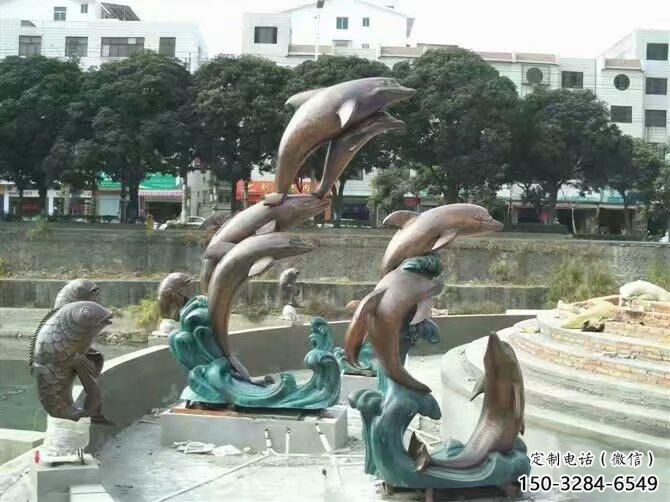 古銅色海豚雕塑廠家 大型城市雕塑 商業(yè)街擺件