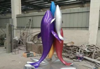 公園海豚雕塑廠家 酒店門(mén)口雕塑 彩繪擺件