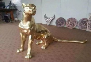 古銅色豹子雕塑廠家 大型城市雕塑 商業(yè)街?jǐn)[件