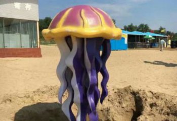彩繪水母雕塑 仿真海洋生物雕塑 步行街?jǐn)[件