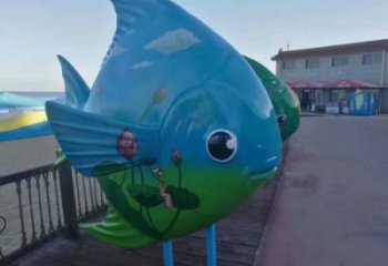 幾何金魚雕塑 庭院仿真雕塑 彩繪擺件