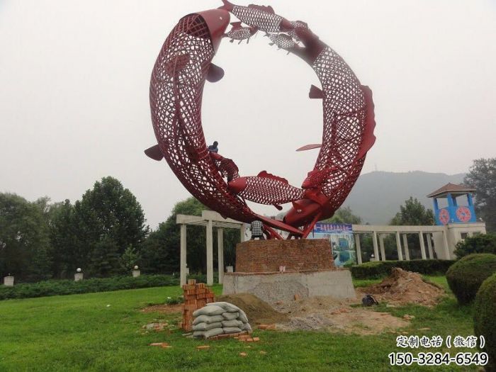 鏤空鯉魚(yú)雕塑 廣場(chǎng)近代雕塑 門(mén)口小品