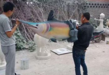 彩繪劍魚雕塑 仿真海洋生物雕塑 步行街?jǐn)[件